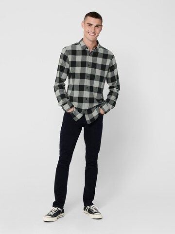 Only & Sons Slim fit Overhemd 'Gudmund' in Grijs