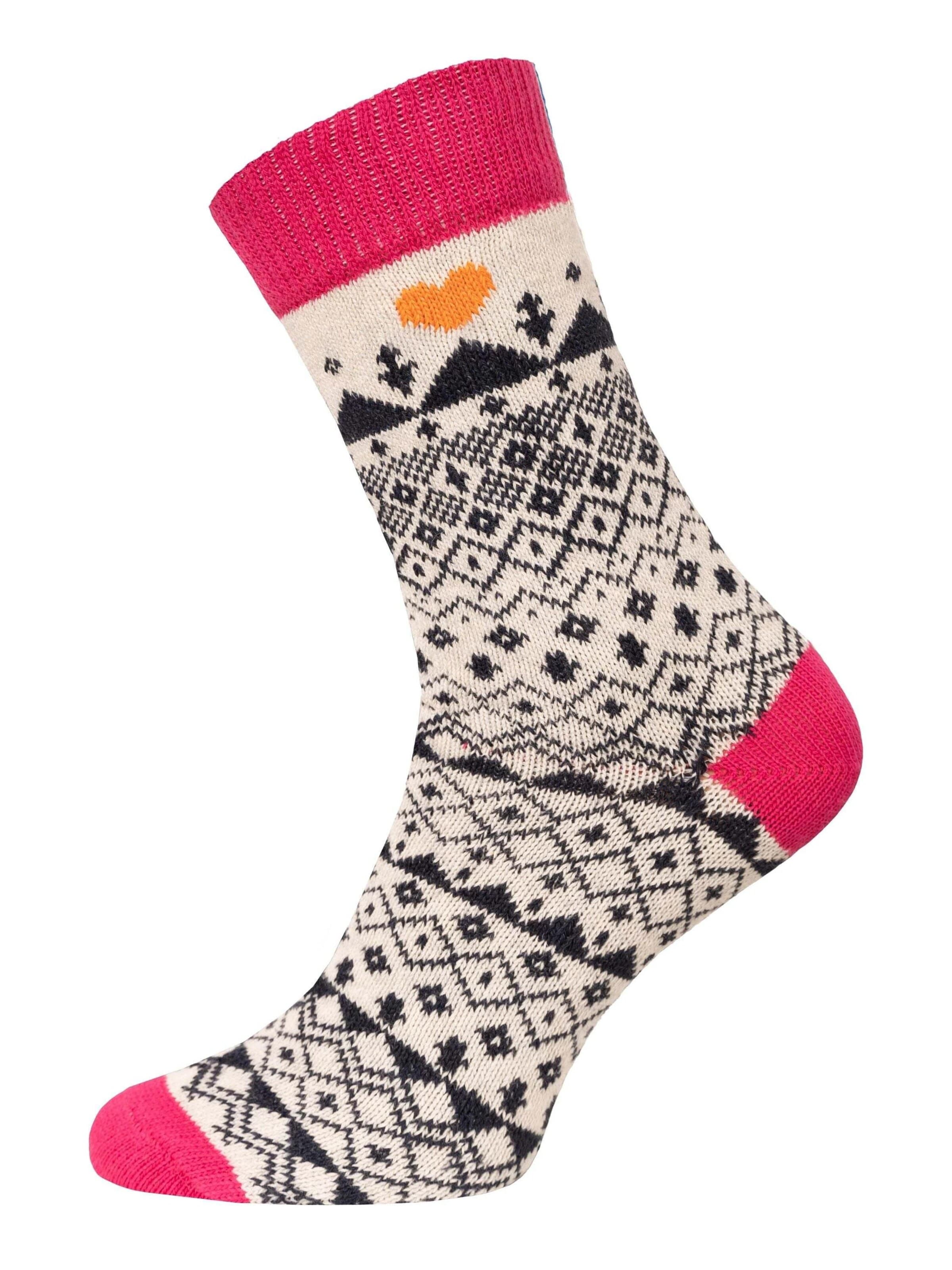 HomeOfSocks Socks 'Ein Paar Bunte Jacquard Socken aus Baumwolle kuschelig weich mit 90% Baumwolle für Damen und Herren' in Pink: front