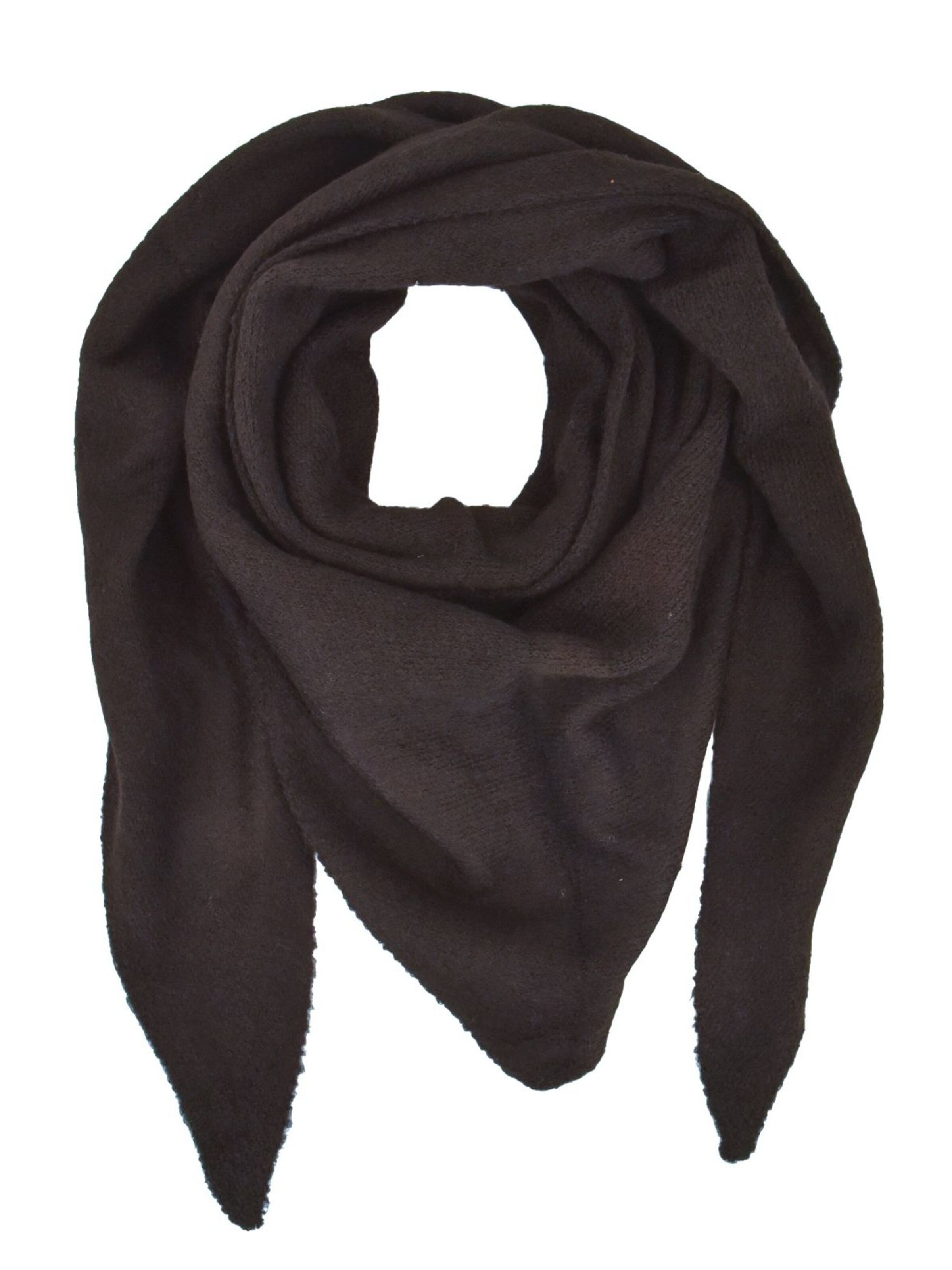 styleBREAKER Shawl 'Leichtes Strick Dreieckstuch Woll-Anteil' in Black: front