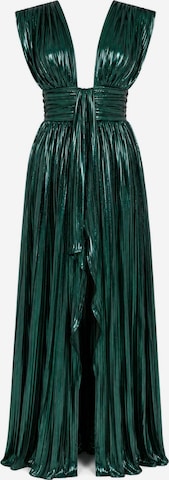 GRAZIA STORE Společenské šaty 'Johanna Dark Green Pleated Maxi Evening Dress' – zelená: přední strana