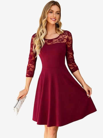 KoJooin Suknia wieczorowa 'Vintage-Brautjungfernkleid mit floraler Spitze, 2/3-Ärmeln und passendem Design' w kolorze czerwony