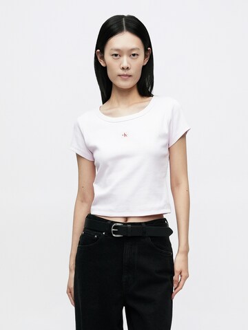 T-shirt Calvin Klein Jeans en rose : devant