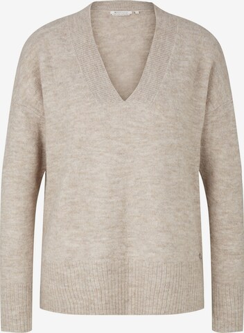 TOM TAILOR DENIM Sweater in Beige: front