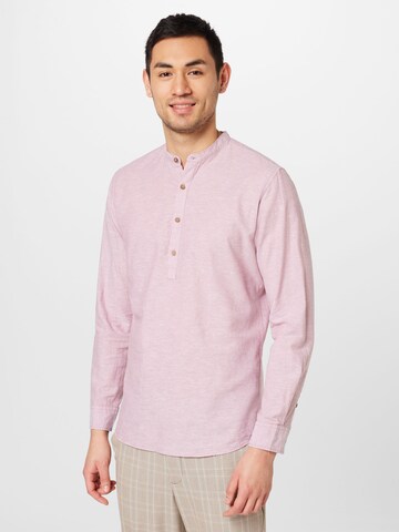 JACK & JONES Slim fit Button Up Shirt 'Summer' in Pink: front