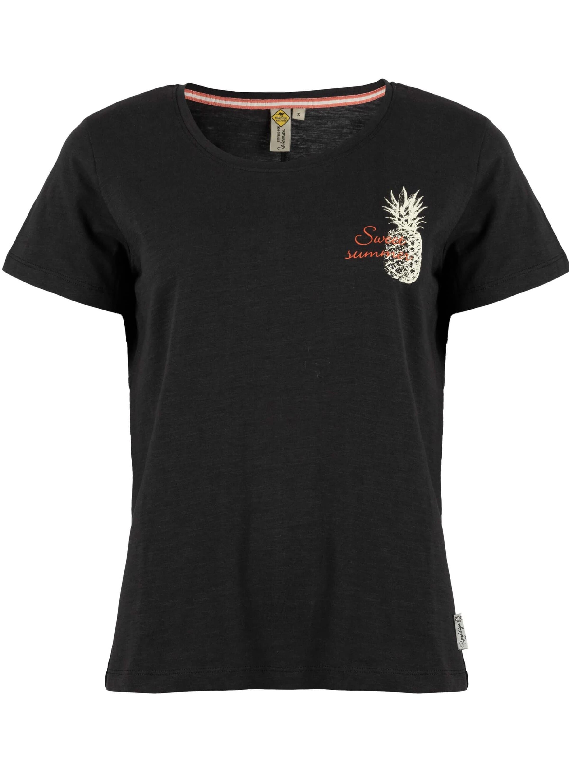 ROADSIGN australia Shirt 'T-Shirt Sweet Summer mit kleinem Brustmotiv, aus reiner Baumwolle, ideal für Sommerlooks' in Black: front