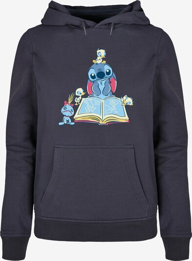 ABSOLUTE CULT Sweatshirt 'Lilo And Stitch - Reading A Book' in navy / hellblau / pastellgelb / weiß, Produktansicht