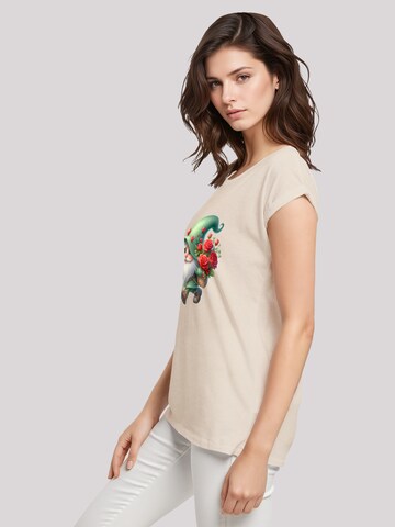 T-shirt 'Gnom Frühling Blumen Schmetterling' F4NT4STIC en beige