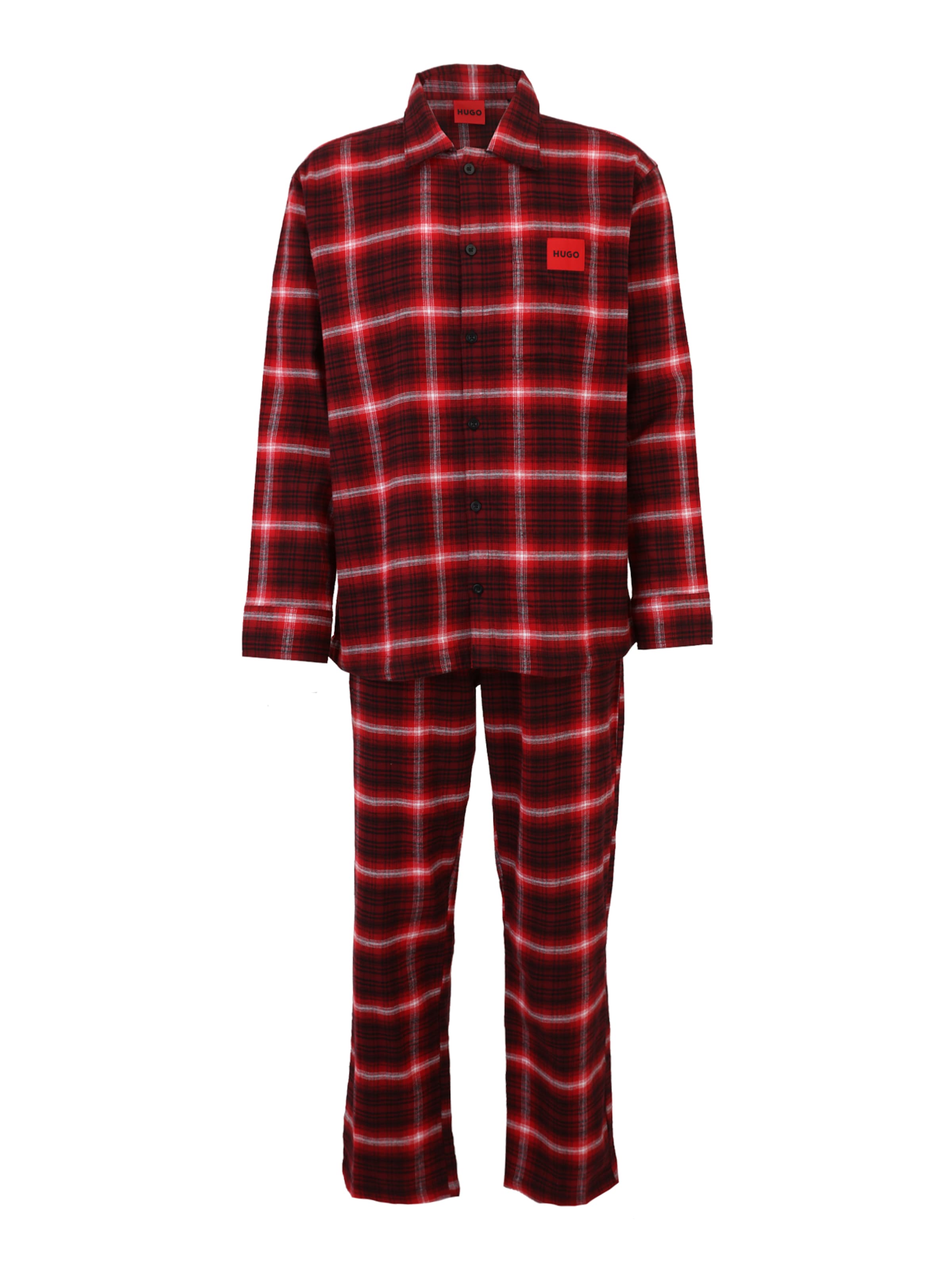 HUGO Pijama largo en rojo / rojo oscuro / negro, Vista del producto