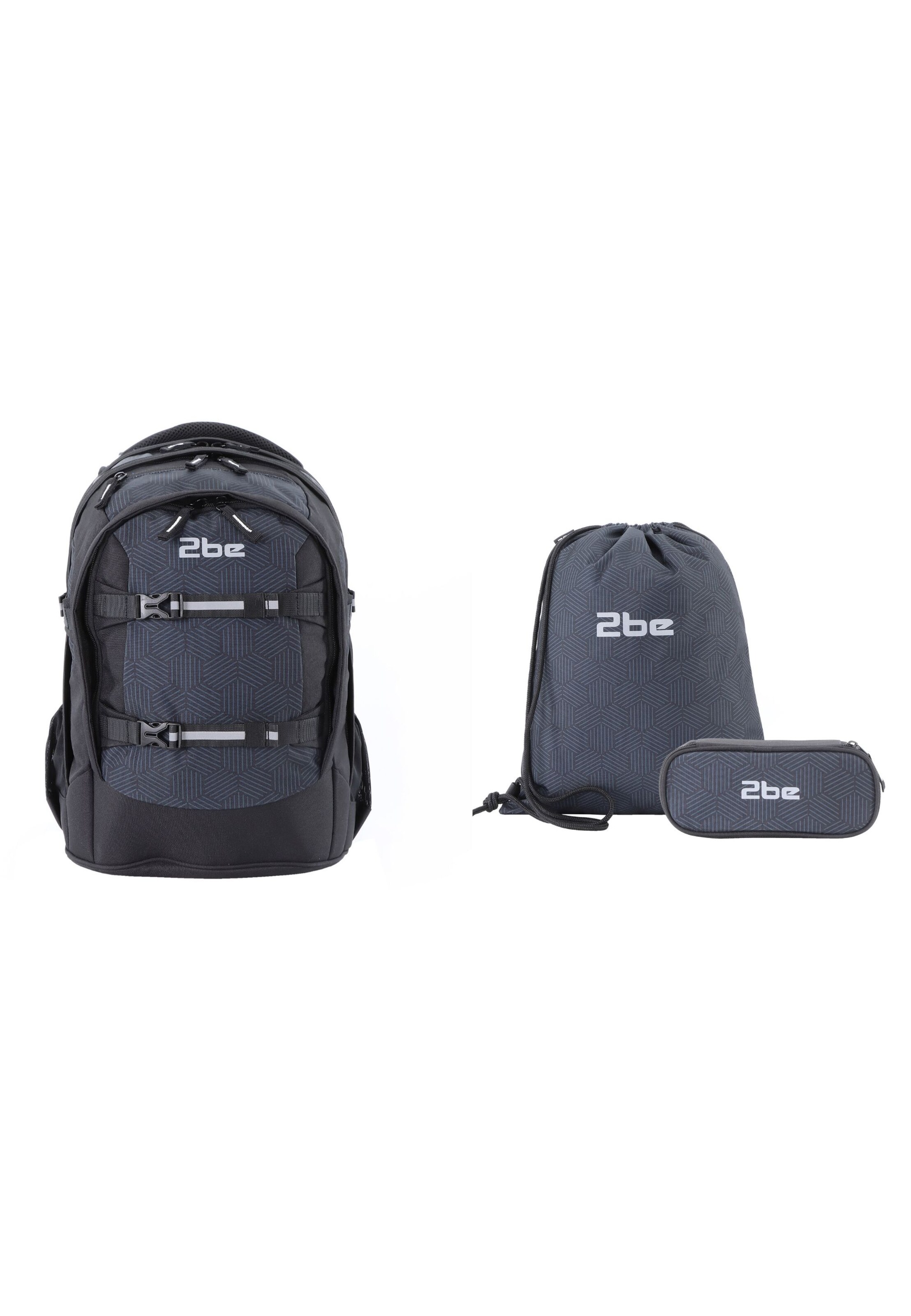 2be Schulrucksack-Set in Grau: Vorderseite