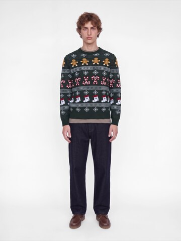 JACK & JONES Sveter 'JJXMAS SANTA' - Zelená