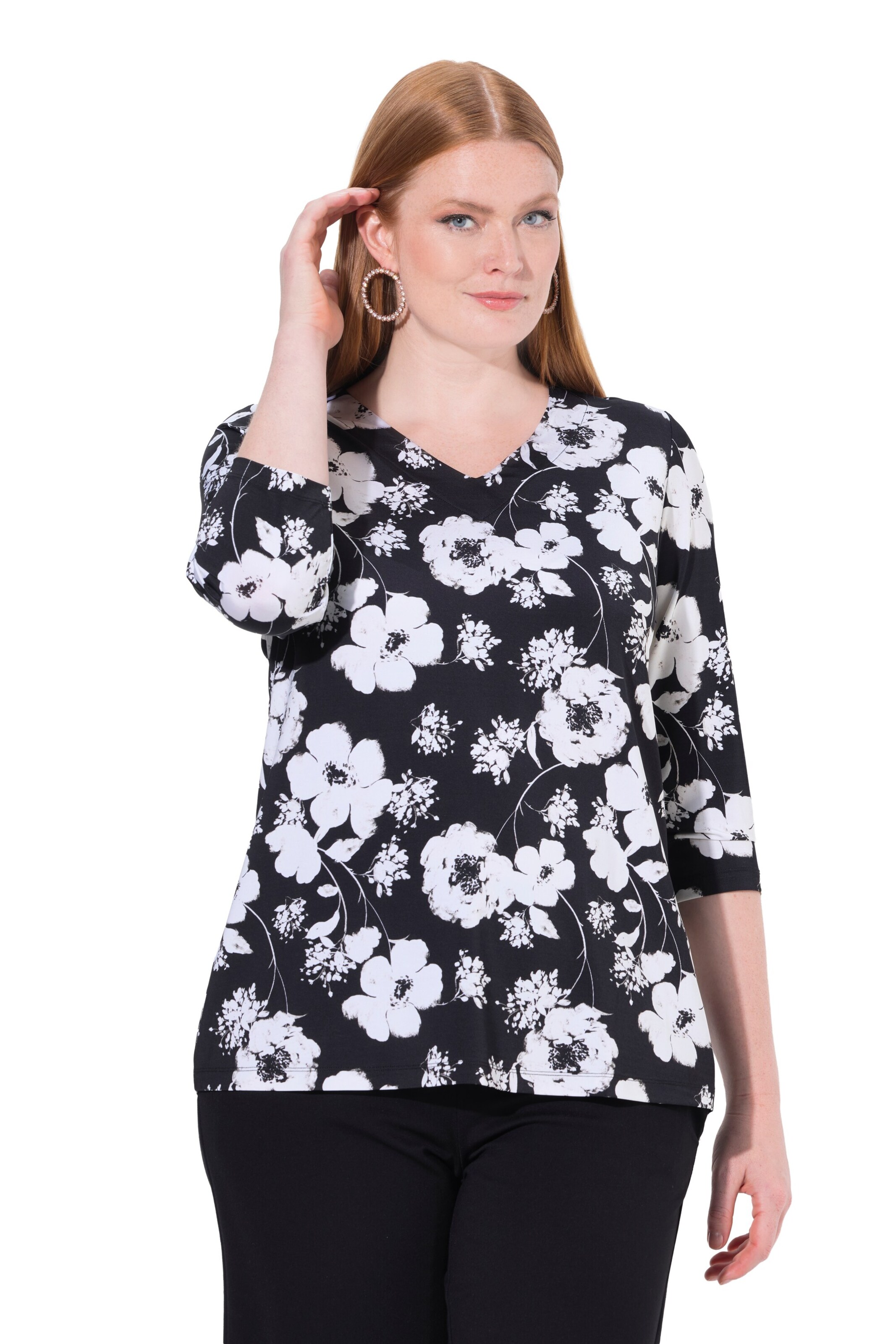 Ulla Popken Shirt in Zwart: voorkant