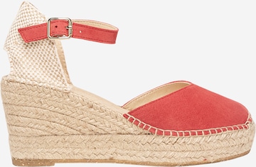 Alhamas - Sandalias 'Alpargata Cuña 8 cm' en rojo: frente