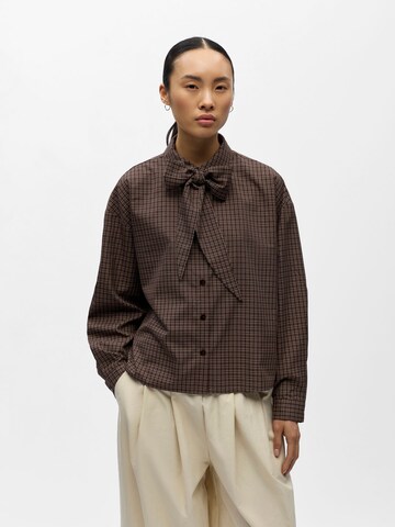 Camicia da donna 'OBJPerry' di OBJECT in marrone: frontale