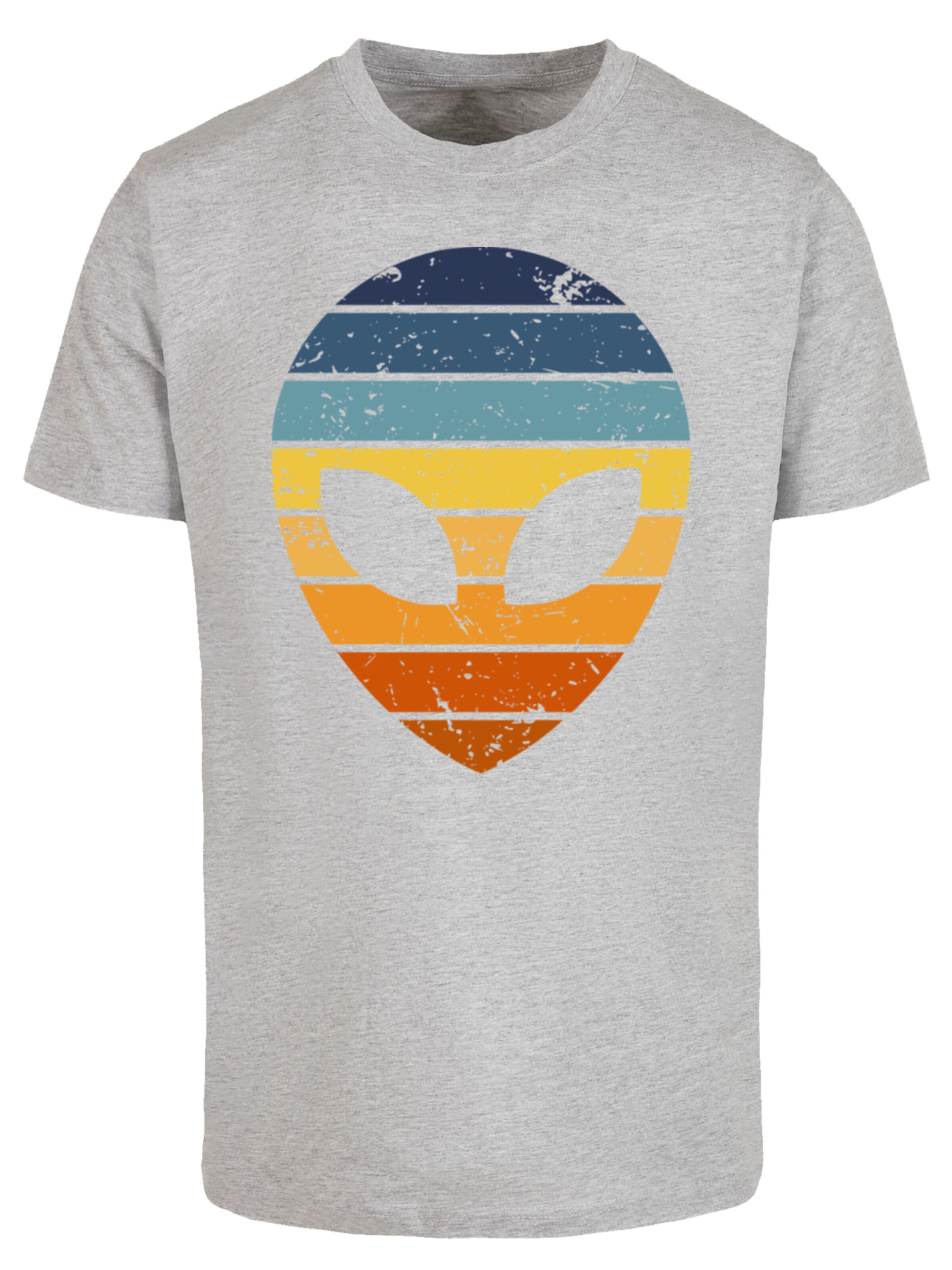 T-Shirt 'Alien Sonnenuntergang Retro' F4NT4STIC en gris : devant