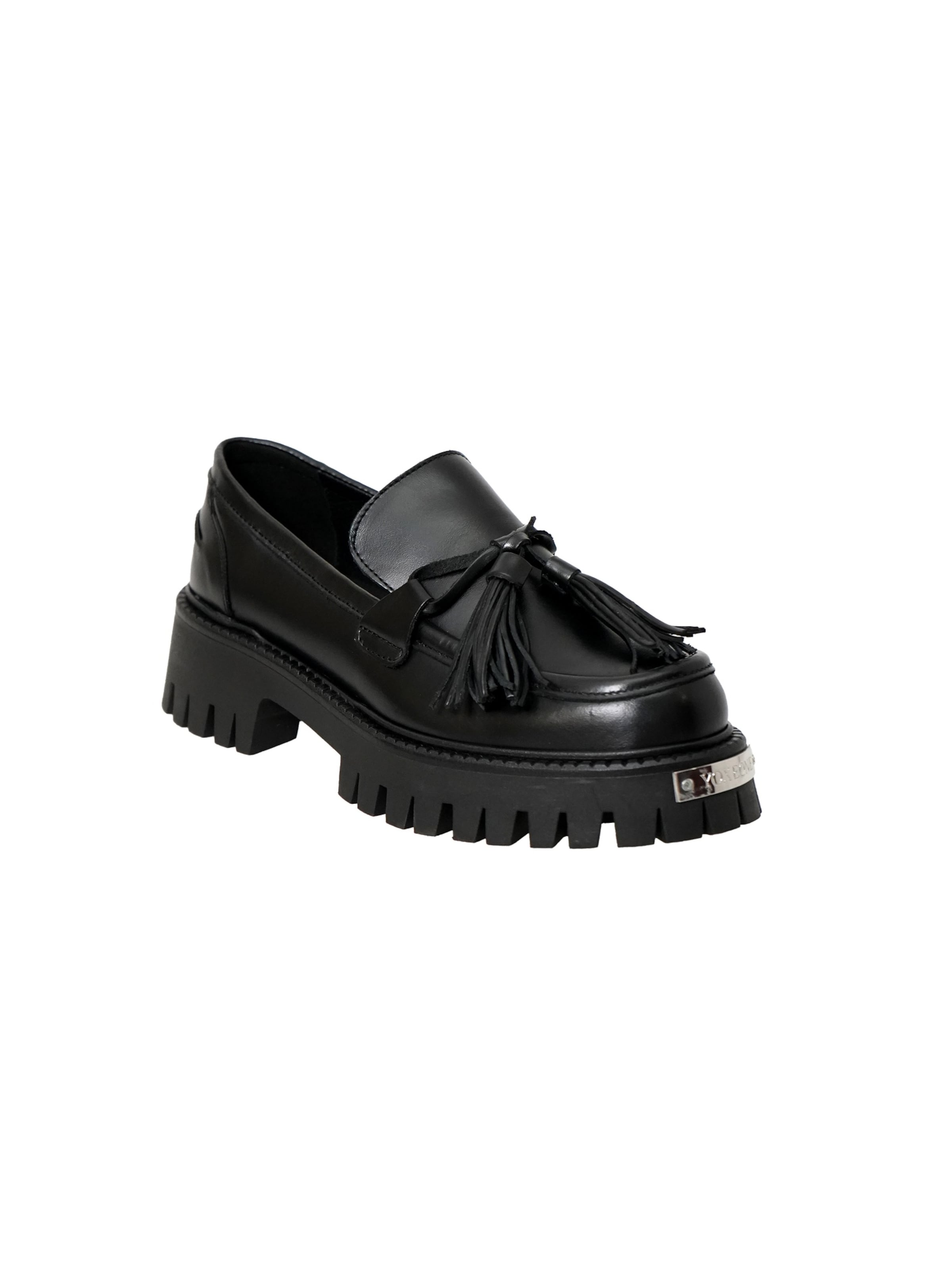 Yoxeone - Mocasines 'TASSEL FORCE' en negro: frente
