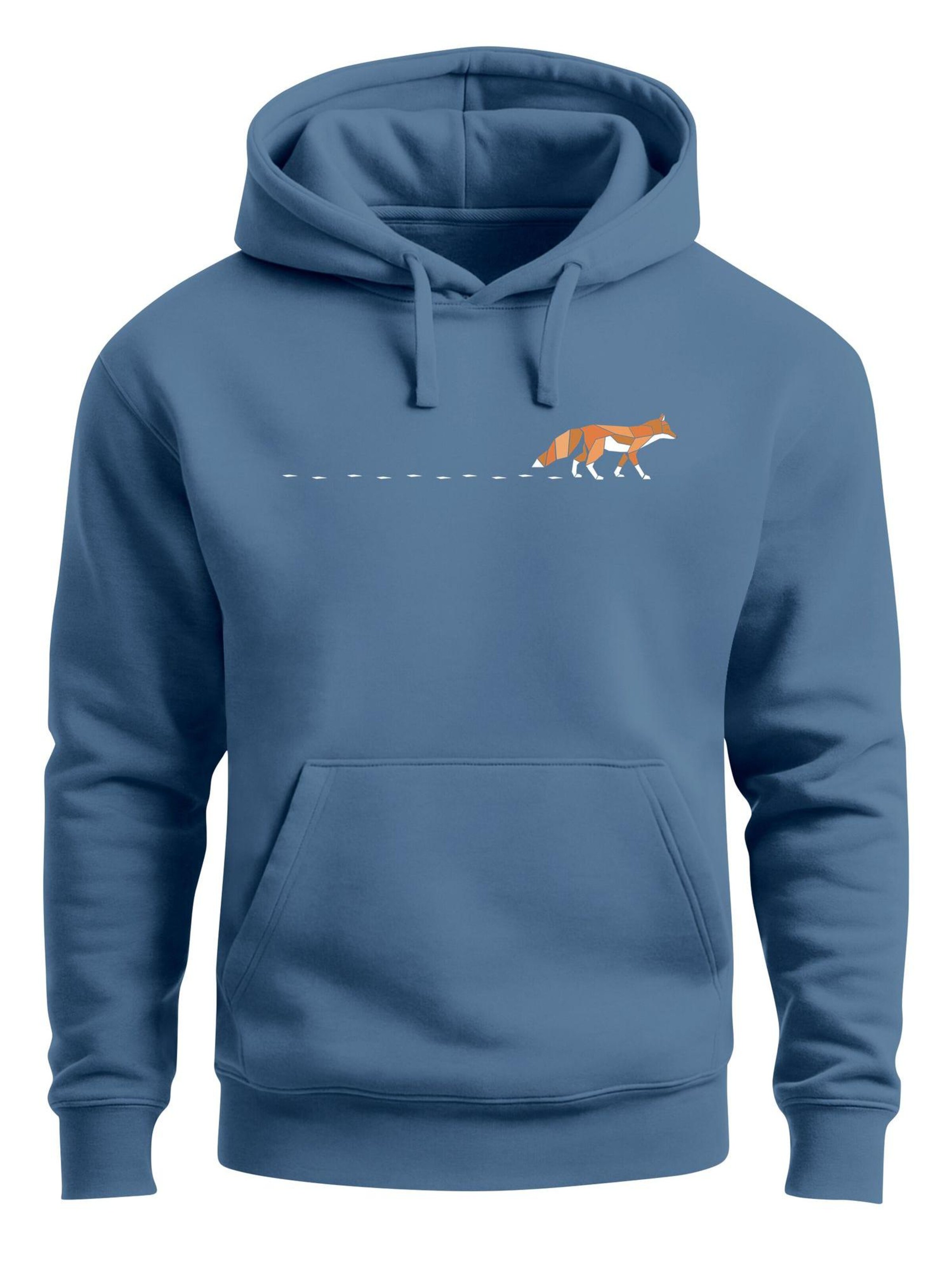 Neverless Sweatshirt 'Walking Fox' in Blue: front