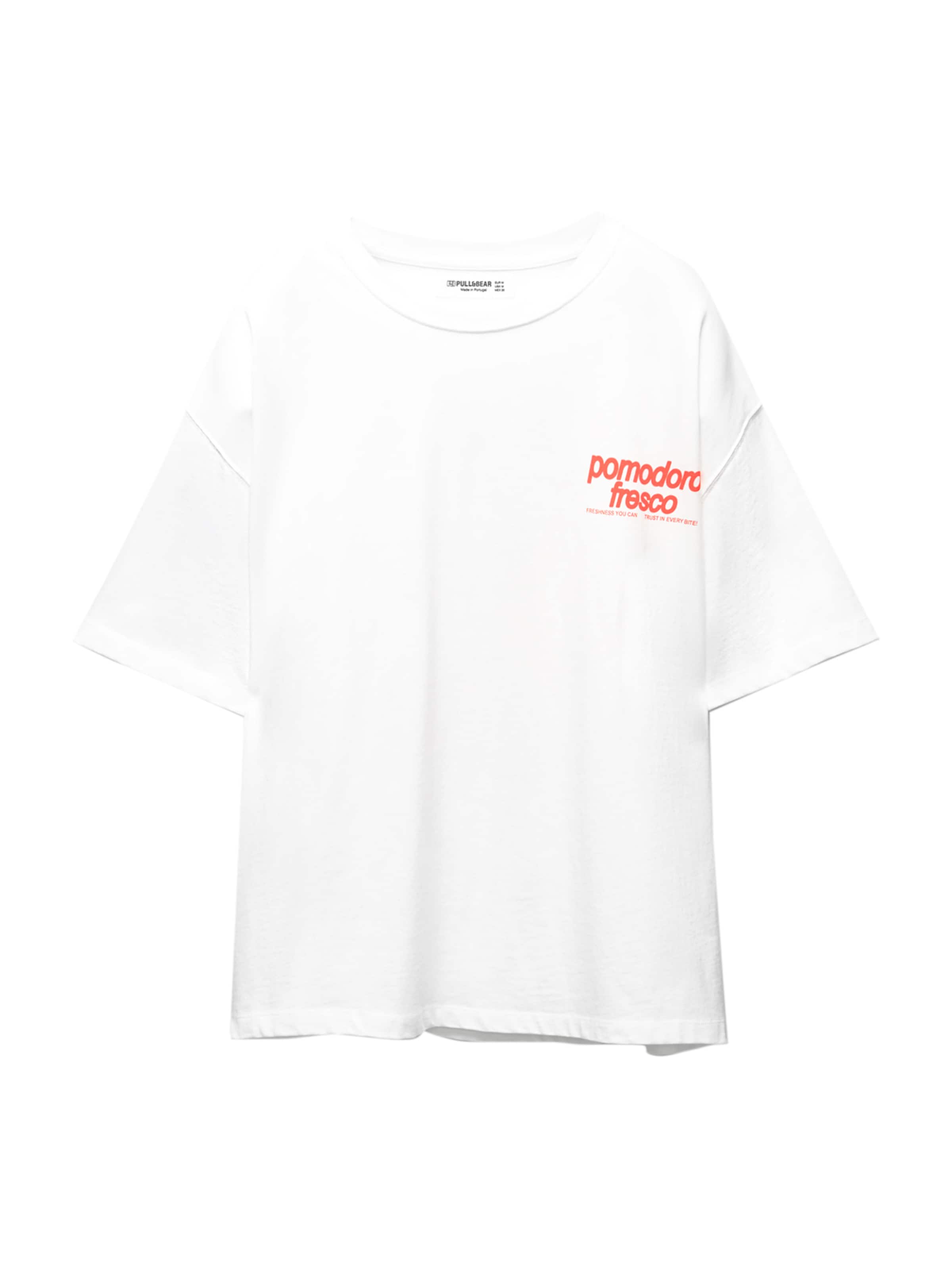 Pull&Bear Paita 'TOMATOES' värissä valkoinen: etupuoli
