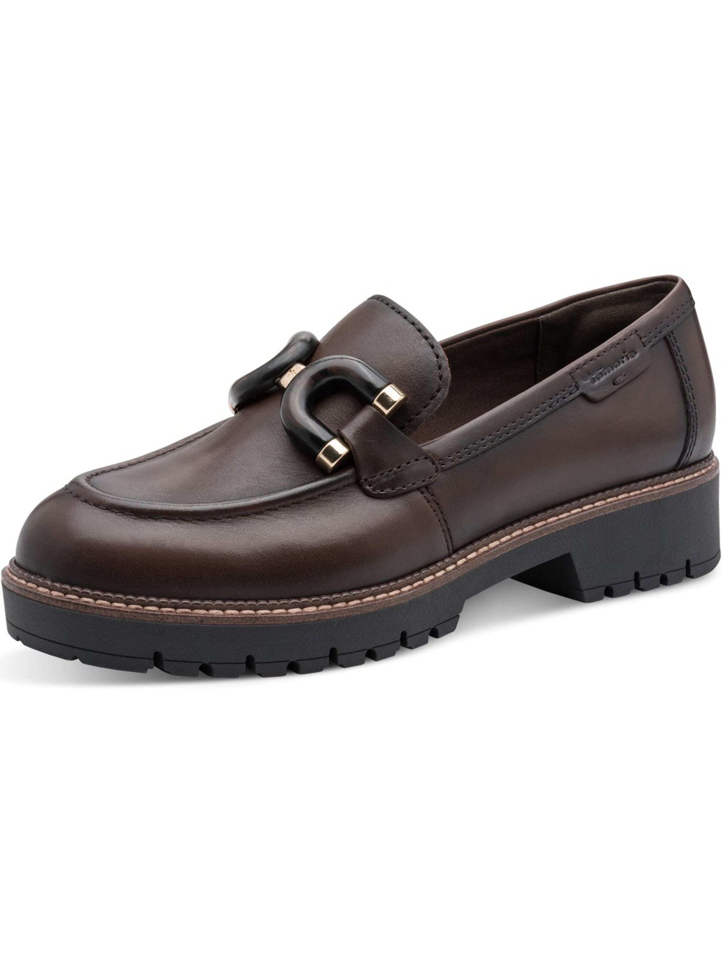 Tamaris Slippers 'Tamaris Da.-Slipper Glattleder Mocca' in Brown: front