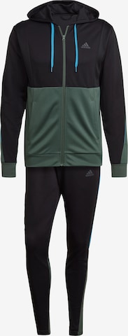 ADIDAS SPORTSWEAR - Fato de treino 'Ribbed Aeroready' em preto: frente