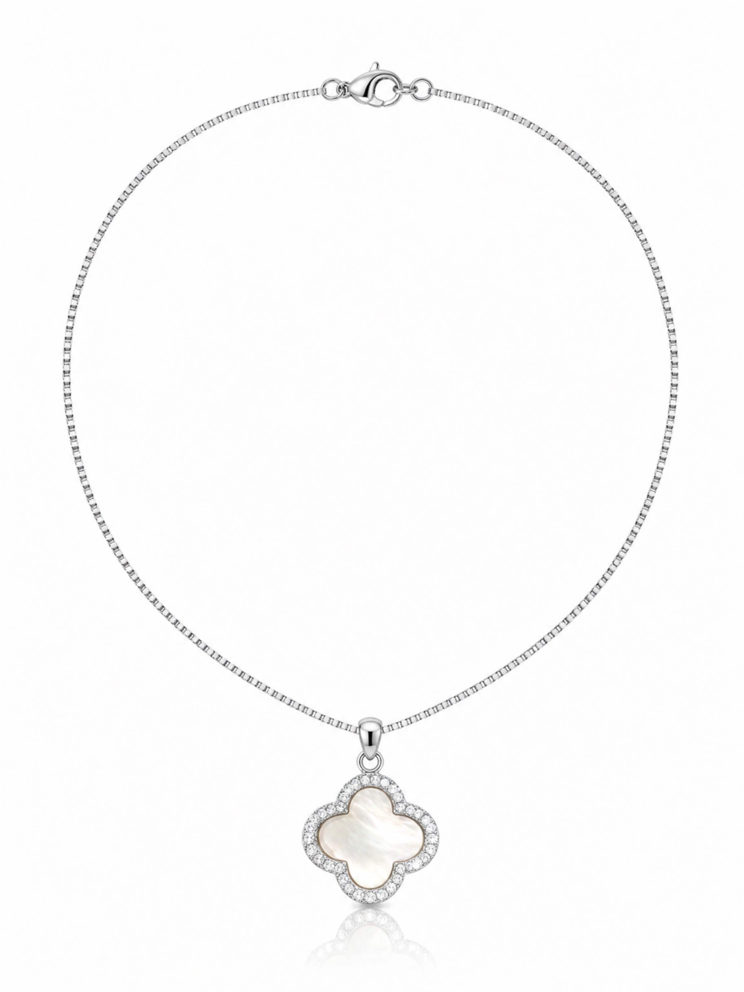 ROUGEMONT Jewellery Necklace 'Glücksbringer Clover Damen Halskette 925 sterling Silber 45cm' in Silver: front