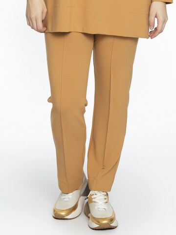YOEK Slimfit Broek ' Diagonal ' in Bruin