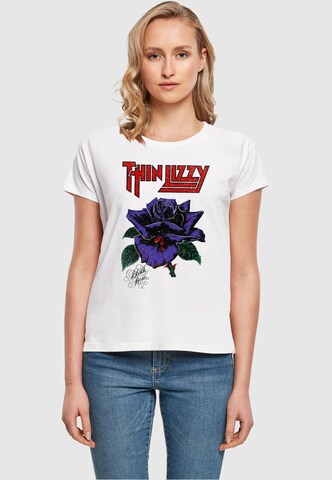 Merchcode Shirt 'Thin Lizzy - Rose' in Wit: voorkant