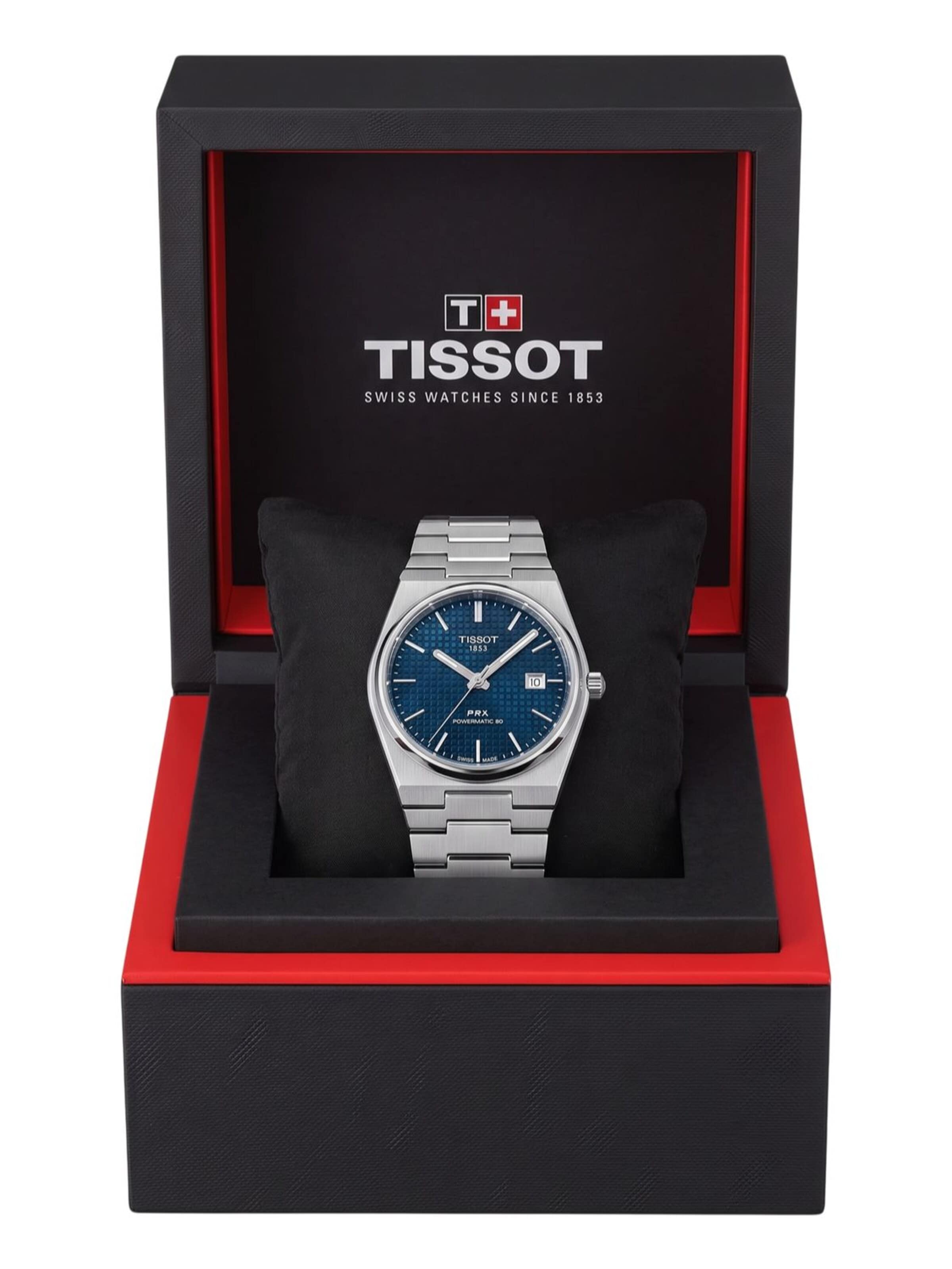 Tissot - Reloj analógico 'Tissot PRX Powermatic 80 Herren Automatikuhr Edelstahl Blau T137.407.11.041.00' en azul