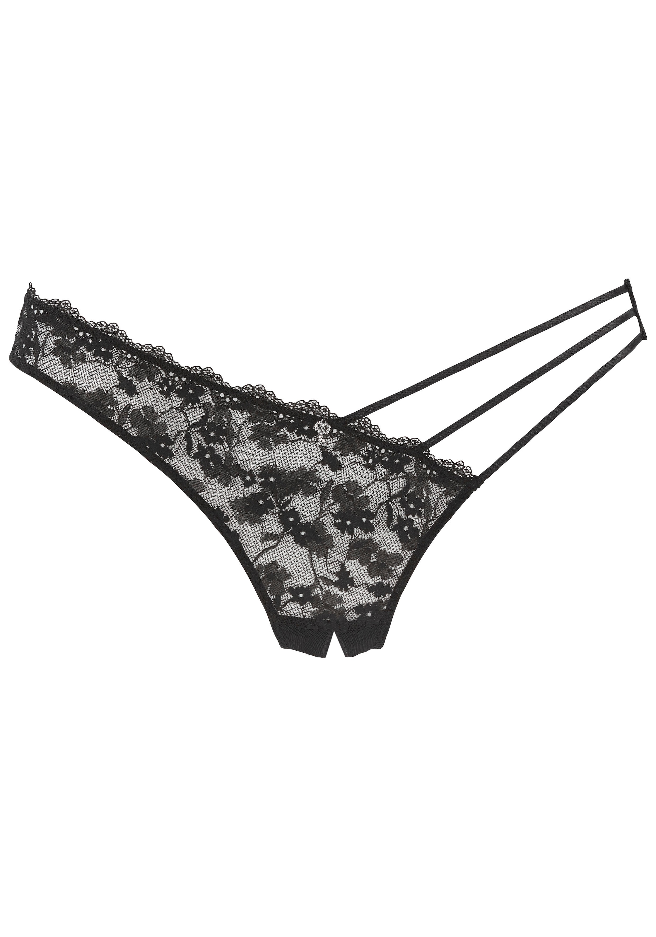 PETITE FLEUR GOLD String in Schwarz: Vorderseite
