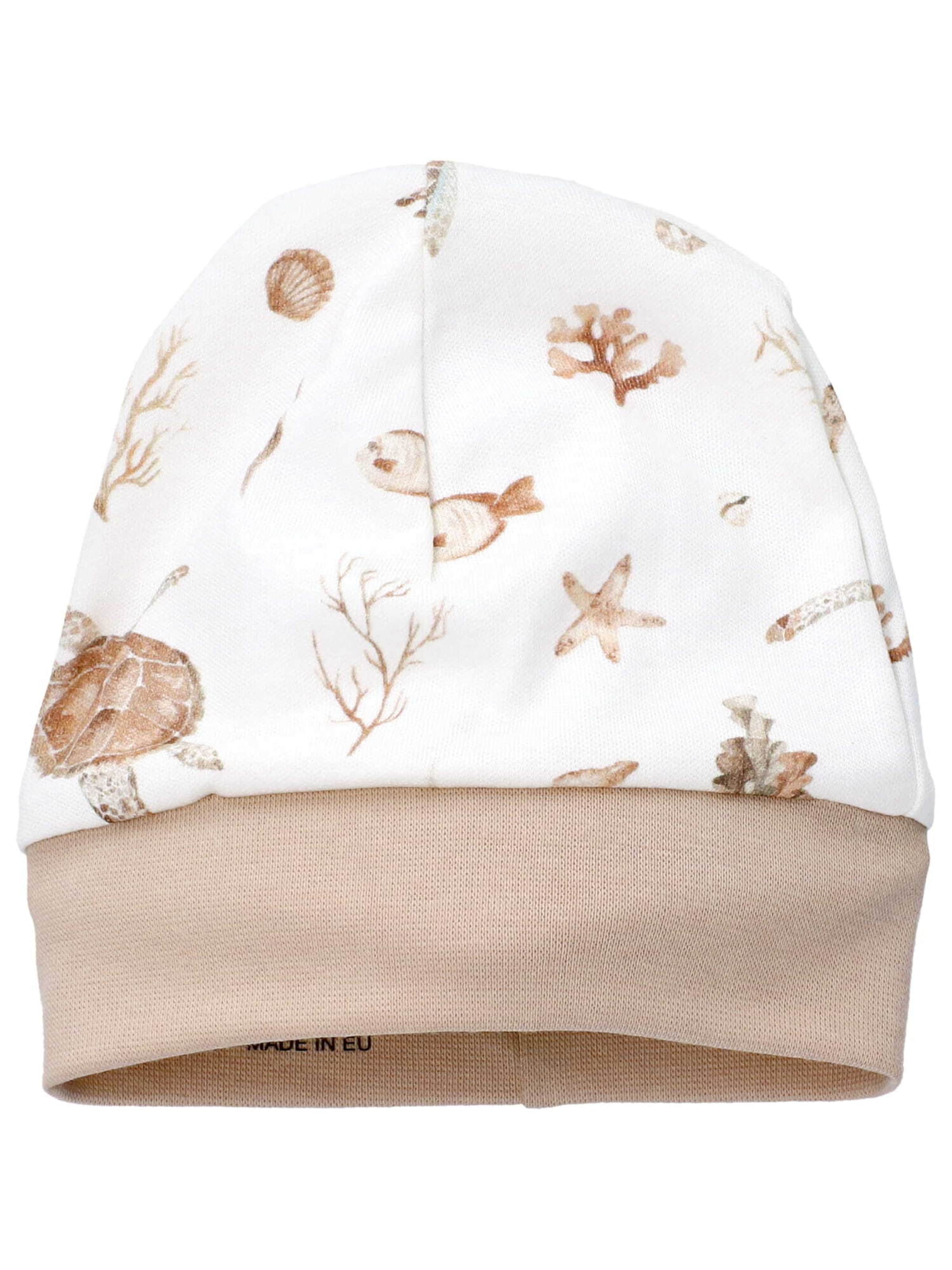 NINI Beanie 'Meerestiere' in Beige: front