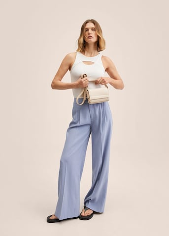 MANGO Wide leg Pleat-Front Pants 'Paul' in Blue