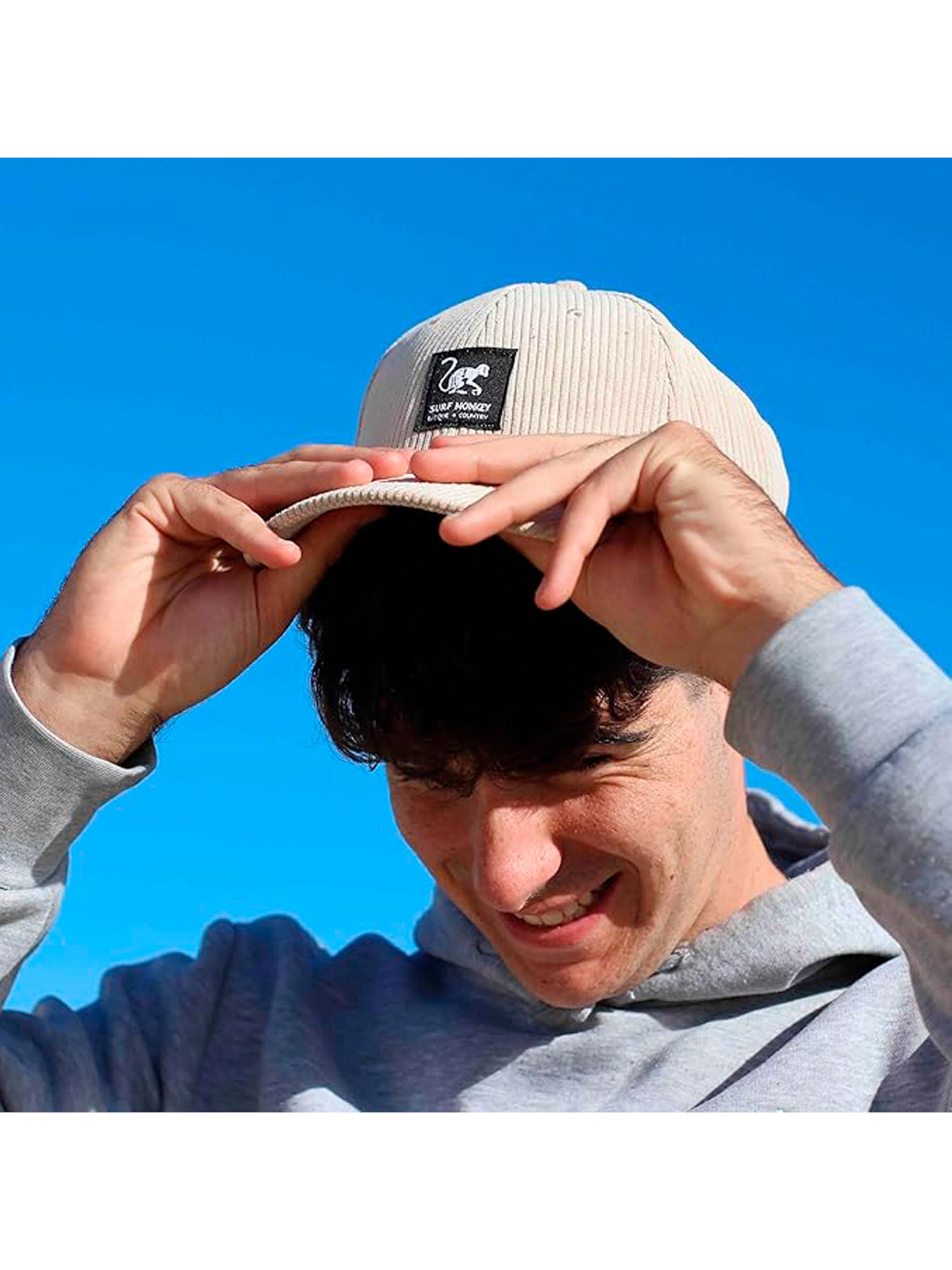 Surf Monkey Athletic Cap in Beige