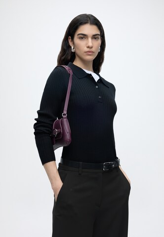 Wide leg Pantaloni cu dungă de la Calvin Klein Jeans pe negru