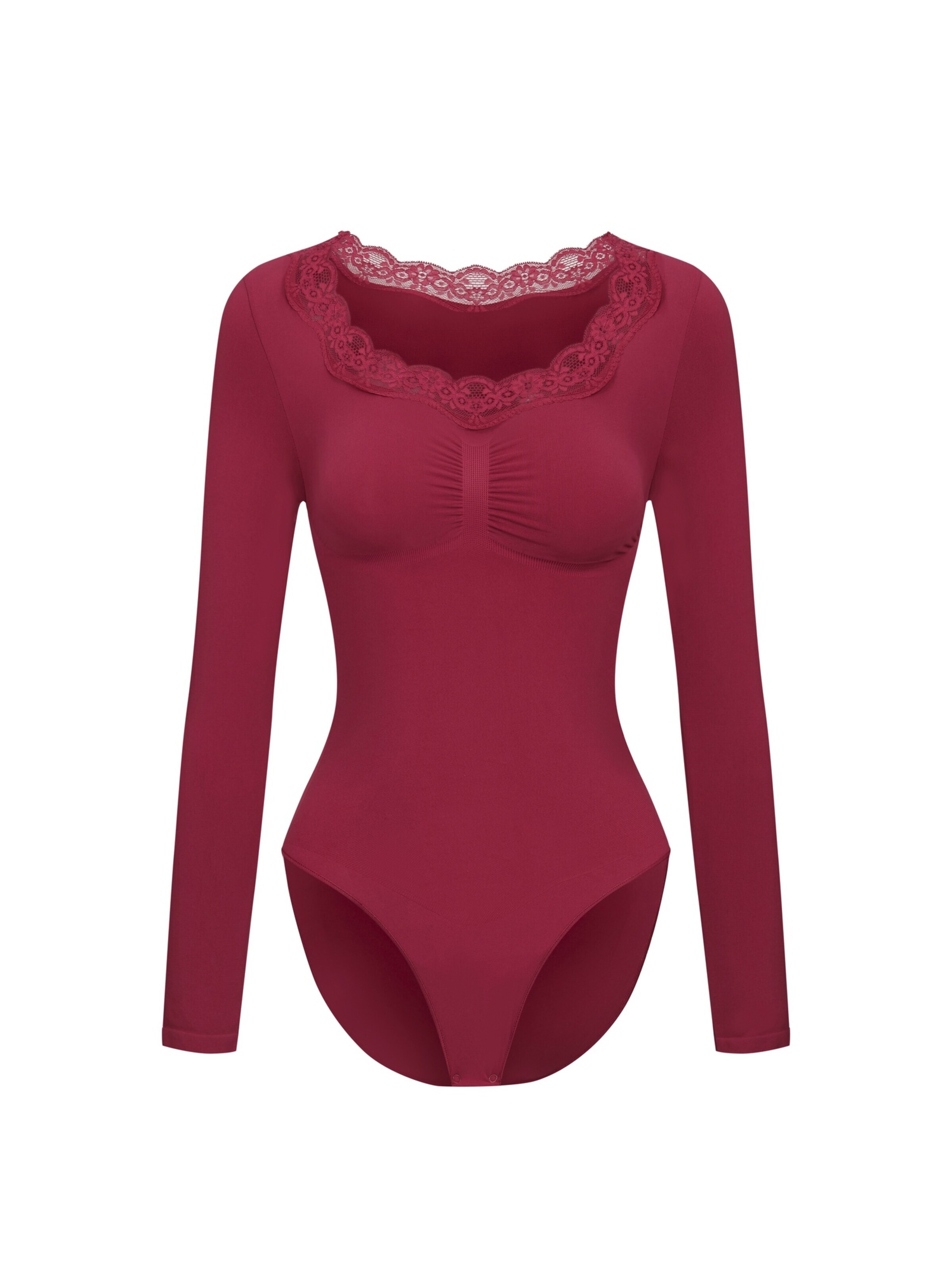 cfab - Body modelador 'Lace Bodysuit Sculpting Shapewear Longsleeve mit Slip' em rosa: frente