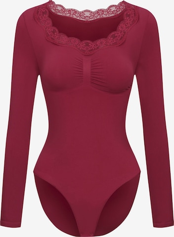 cfabBodi za oblikovanje 'Lace Bodysuit Sculpting Shapewear Longsleeve mit Slip' - roza boja: prednji dio