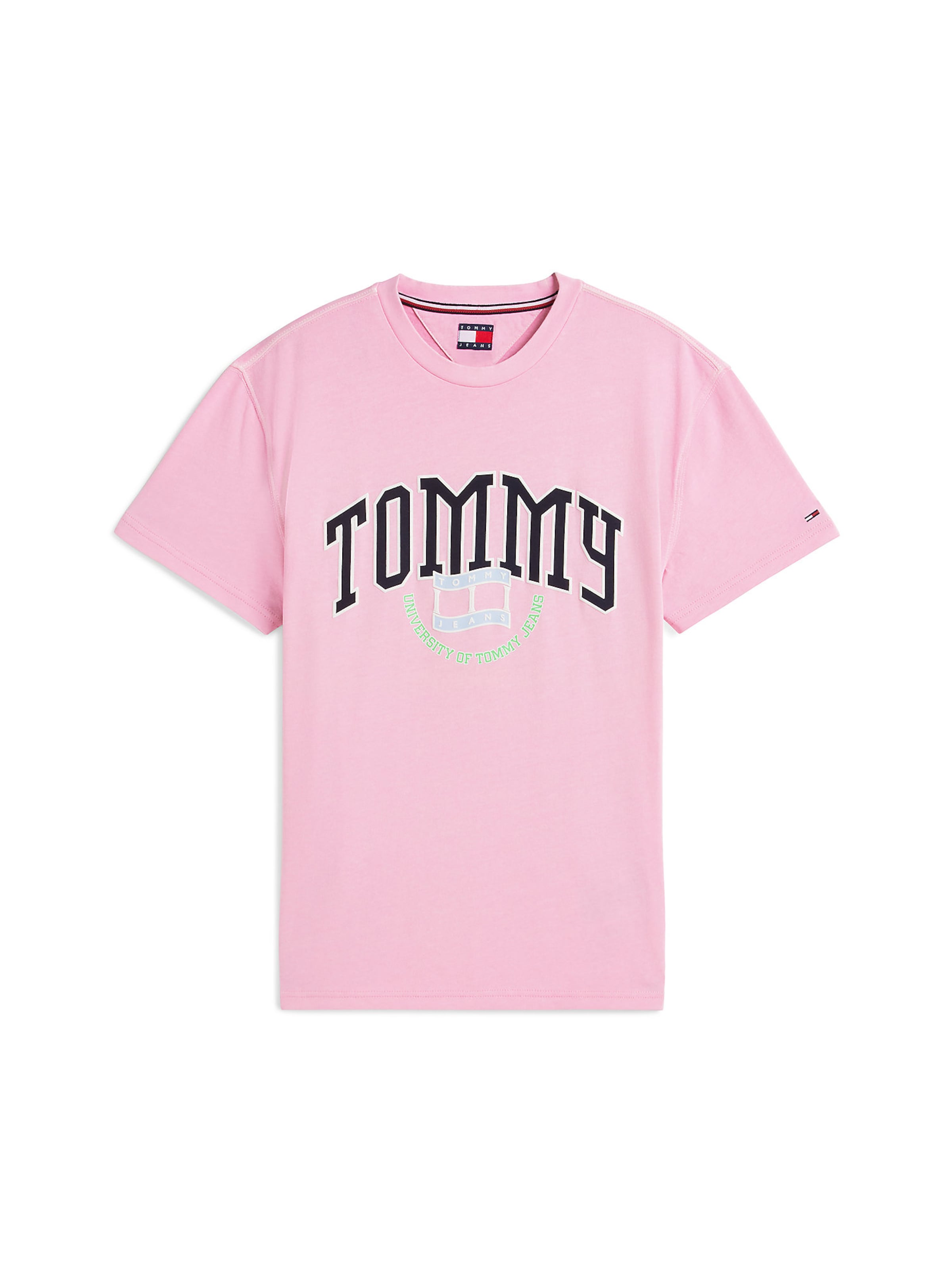 Maglietta 'Varsity' di Tommy Jeans in rosa: frontale