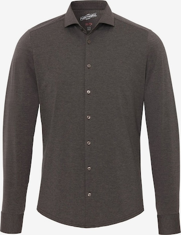 PURE Slim Fit Hemd in Braun: Vorderseite