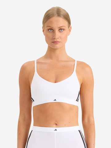 ADIDAS SPORTSWEAR T-shirt Sport bh ' Sport Active Essentials Cotton 3 Stripes ' in Wit: voorkant