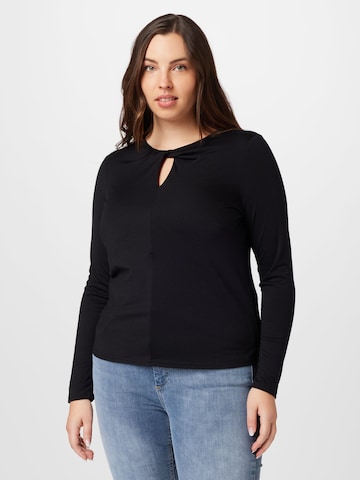 PIECES Curve Shirt 'MINA' in Zwart: voorkant