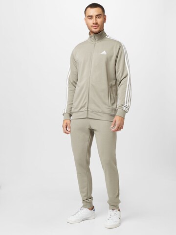 ADIDAS SPORTSWEAR Trainingspak 'Basic 3-Stripes French Terry' in Grijs: voorkant