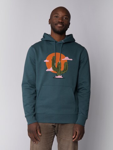 Watapparel Sweatshirt 'Kaktus im Sonnenuntergang' in Blue: front