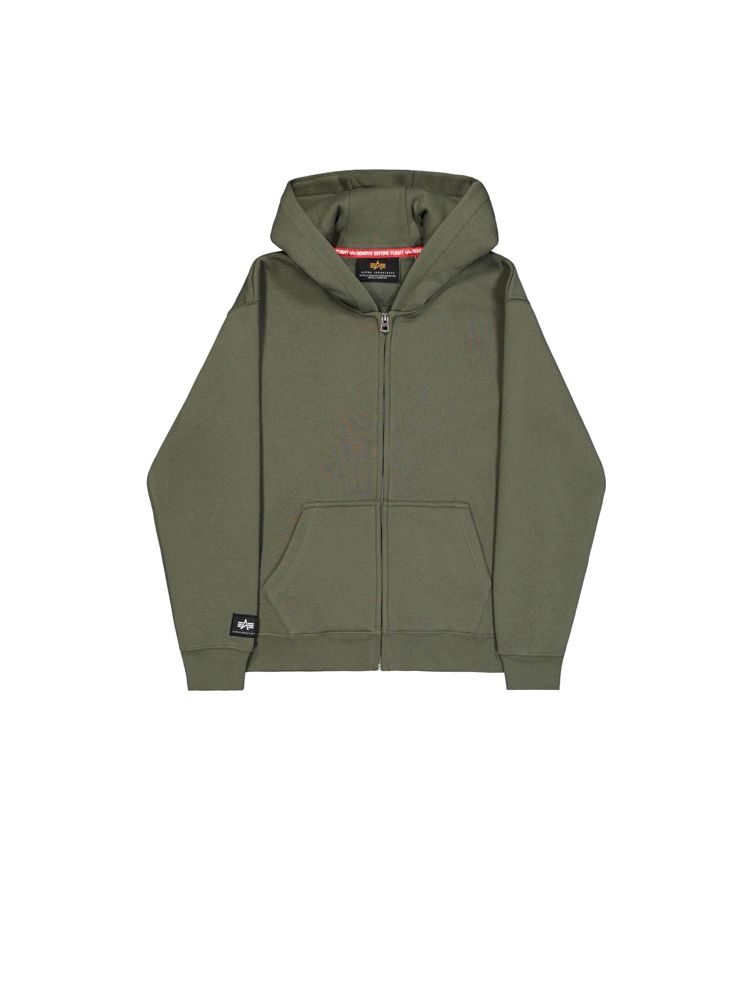 ALPHA INDUSTRIES Zip-Up Hoodie 'Label' in Olive, Item view