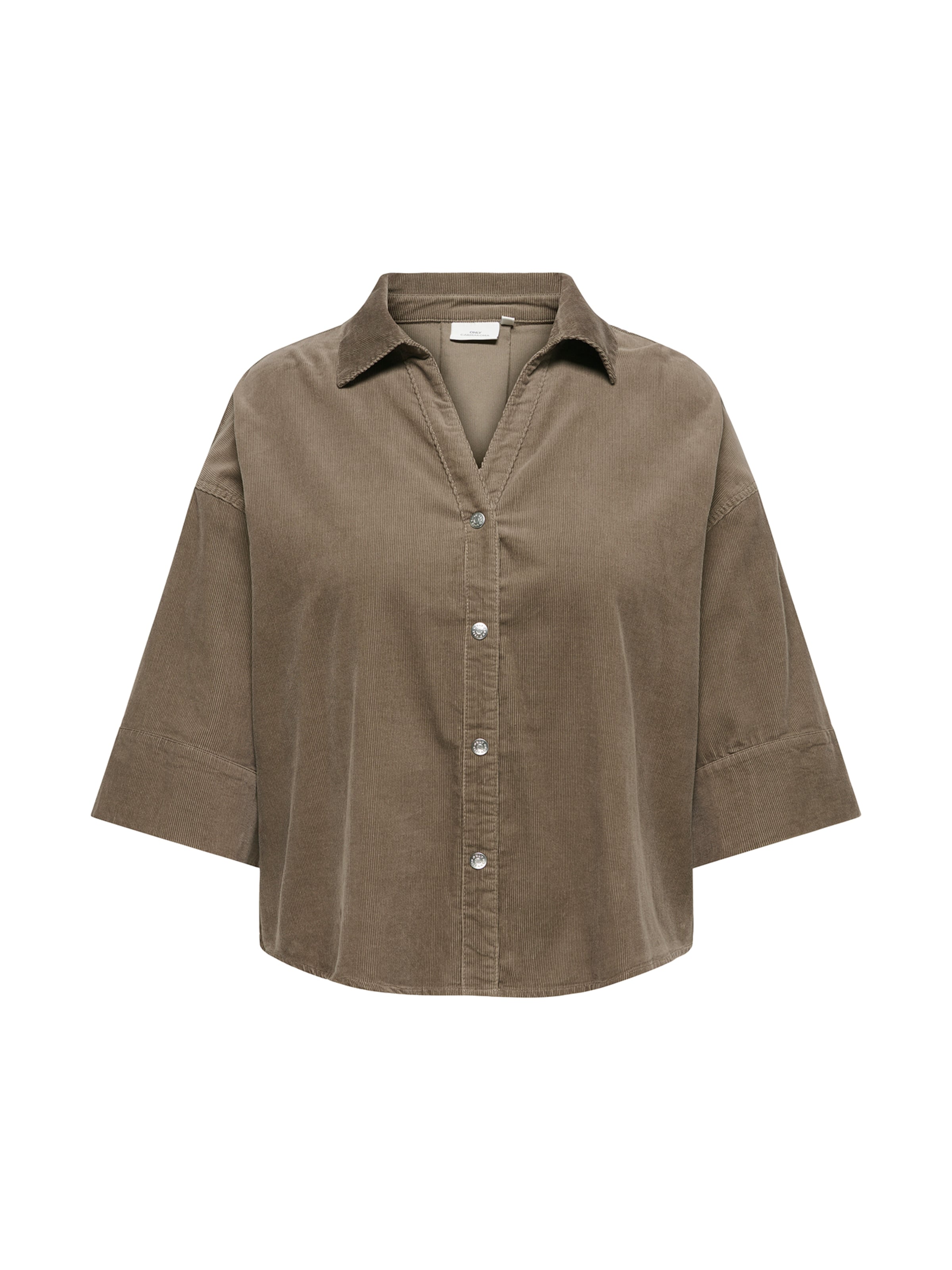 Camicia da donna 'CARNESSA' di ONLY Carmakoma in marrone: frontale