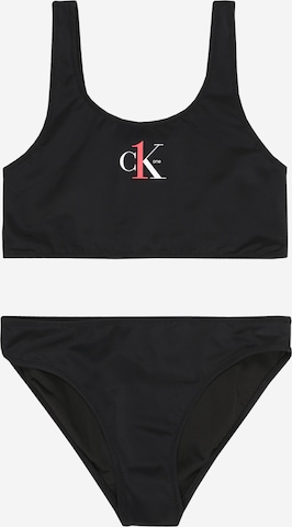 Calvin Klein Swimwear Bandeau Bikini in Black: front