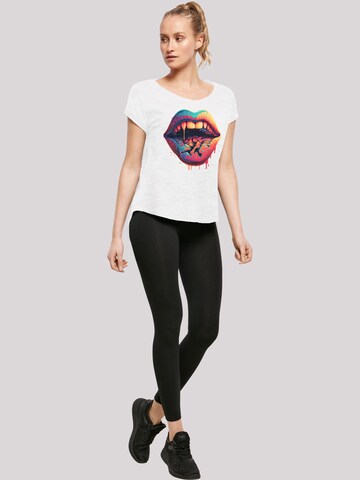 T-shirt 'Drooling Lips' F4NT4STIC en blanc