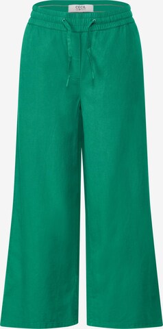 CECIL Wide leg Broek in Groen: voorkant