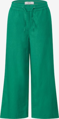 CECIL Wide leg Broek in Groen: voorkant