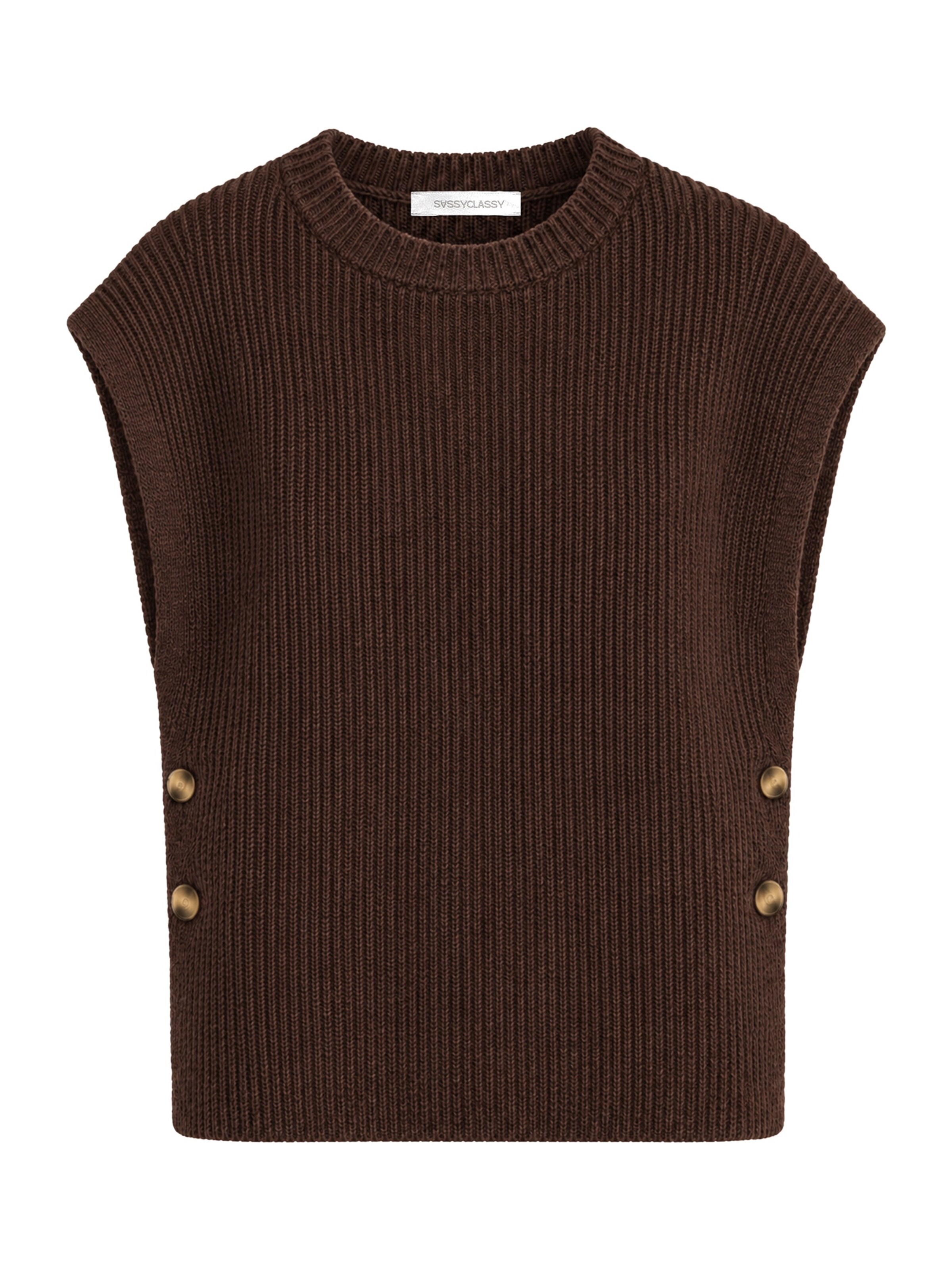 SASSYCLASSY Strickweste‌‌‌‌‌‌ in Braun: Vorderseite