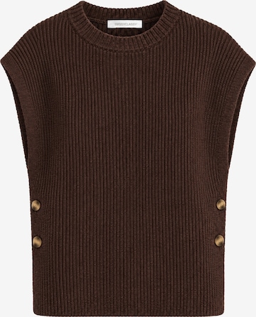 SASSYCLASSY Gebreide bodywarmer in Bruin: voorkant