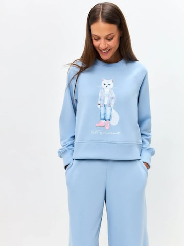 Sweat-shirt 'Country Cat' Cat e Lolette en bleu