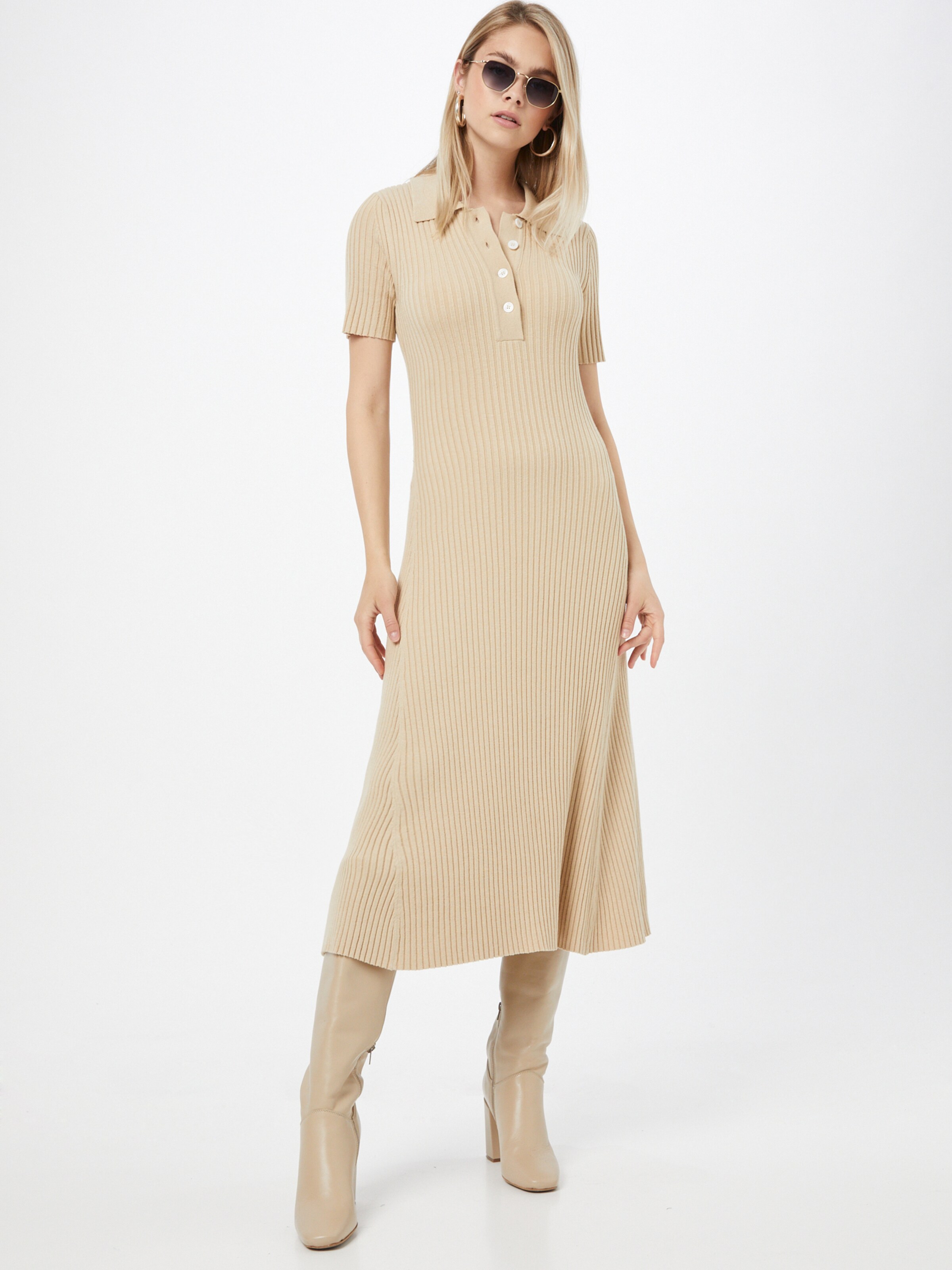 Frauen Kleider Samsoe Samsoe Kleid in Cappuccino - SF64172 Frauen Kleider Samsoe Samsoe Kleid in Cappuccino - SF64172